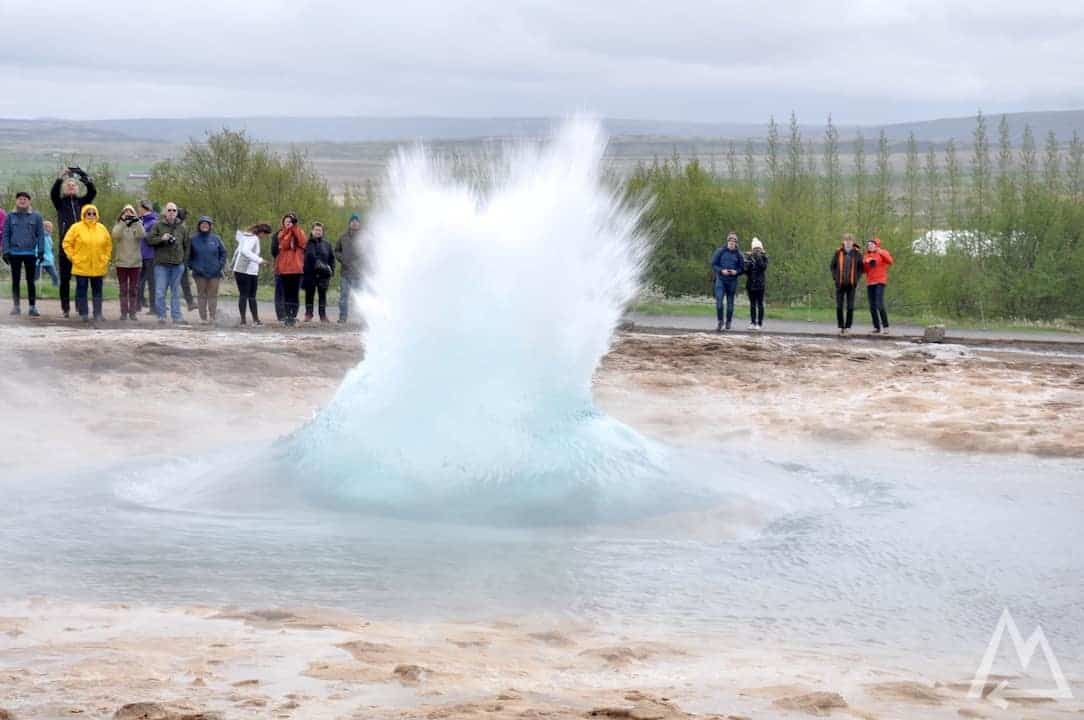 water shooting out of a lake in Iceland