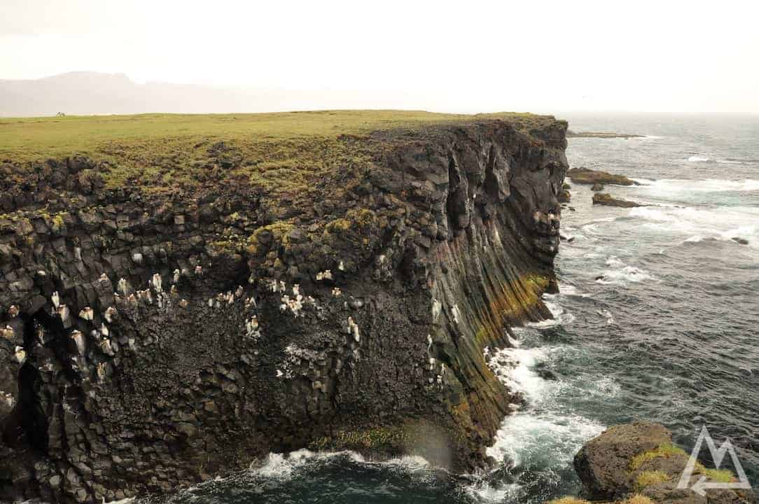 hexagonal basalt formations in the ocean in Iceland